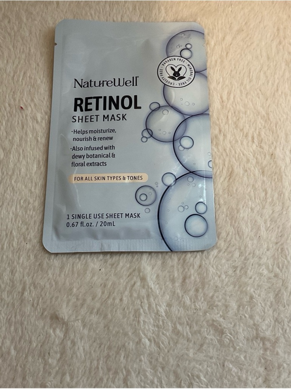Retinol Sheet Mask – Hydrating White Single-Use Face Mask